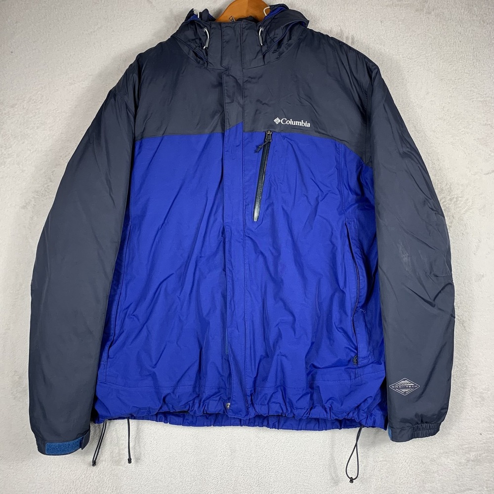 Columbia Omni Heat Interchange Jacket Women 2X Blue Hooded Ski Winter Waterproof